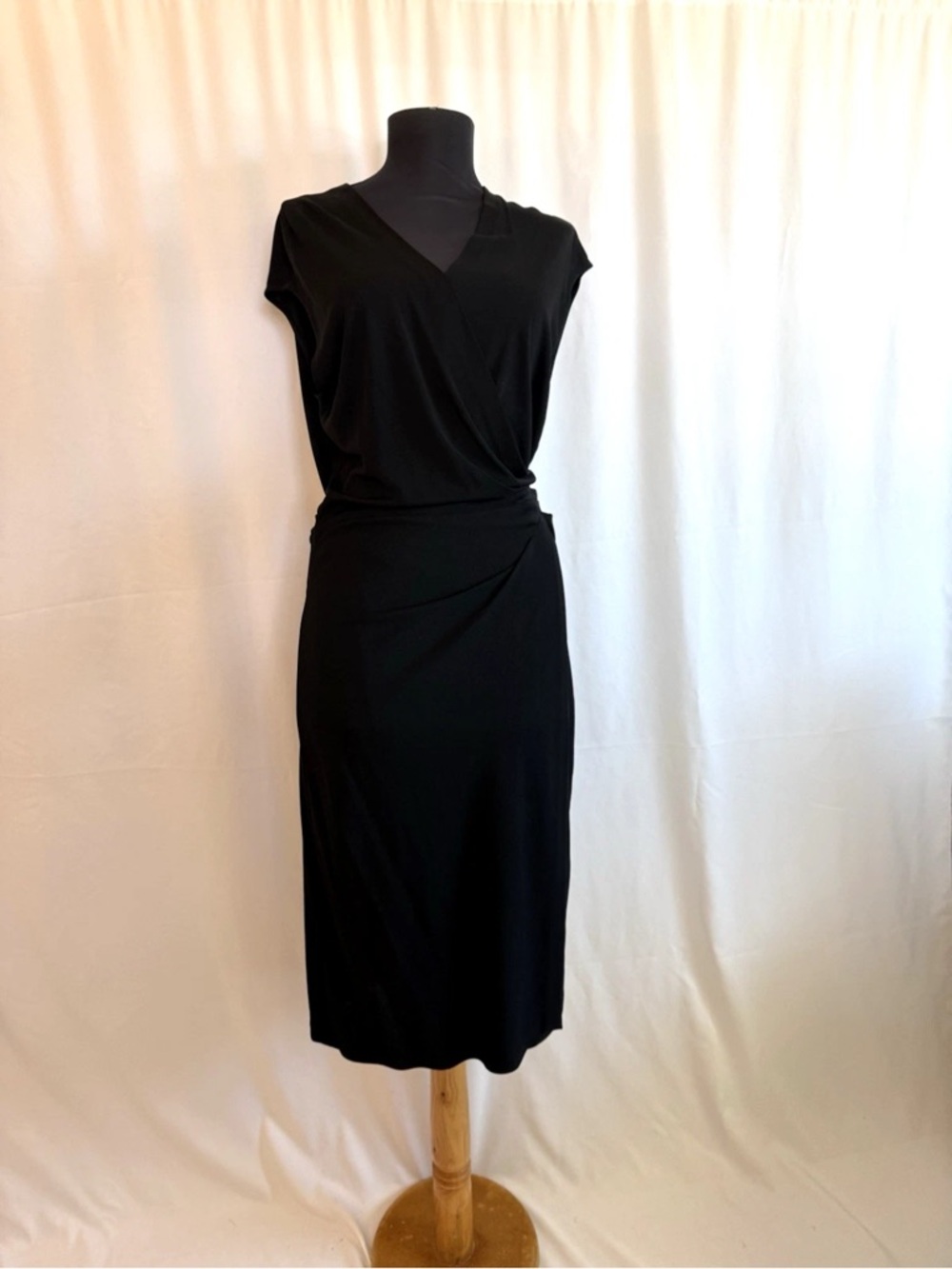 Lafayette 148 Black Knit Wrap Dress - Size 8 Medium